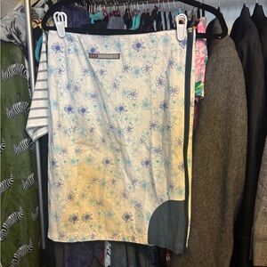 Vintage Skunkfunk Floral Pencil Skirt - Blue and White Full Zip